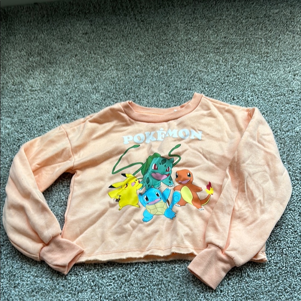 Pokemon Orange Long Sleeve Tee with Graphic Design